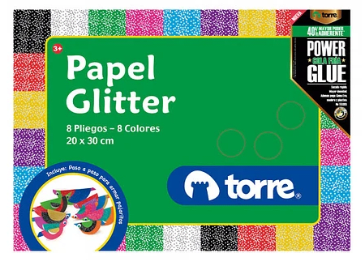 CARPETA PAPEL GLITTER TORRE 8 PLIEGOS
