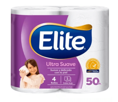 PAPEL HIGIENICO ULTRA DOBLE HOJA 50m x 4 rollos Elite