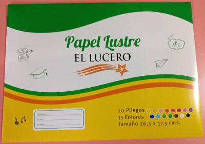 CARPETA PAPEL/LUSTRE EL LUCERO 20 PLIEGOS 14 COLORES 26.5X37.5 CMS1