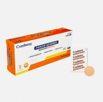 PARCHE CURITA REDONDO ESTÉRIL CRANBERRY X 100 UNIDADES