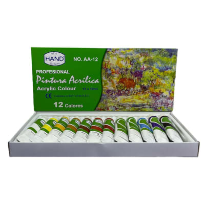 SET PINTURA ACRILICA HAND 12 COLORES X 12 ML