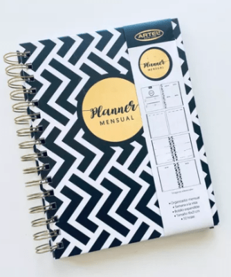 AGENDA PLANNER MENSUAL ARTEL LINEAS B&W2 16X21CM 112 HOJAS