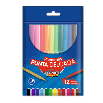 PLUMONES PUNTA DELGADA PROARTE 12 COLORES