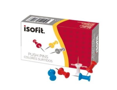 Push pins Isofit caja x 100 unidades colores surtidos