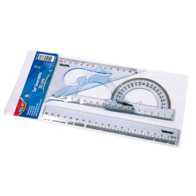 Set Proarte Geométrico regla 20cm+2 escuadra+1 trasportador