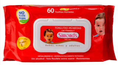 TOALLA HUMEDA SIMONDS CON VITAMINA E ROJA 60 UNIDADES