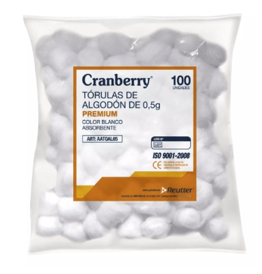 TÓRULAS DE ALGODÓN 0.5GRS 100 UNIDADES CRANBERRY