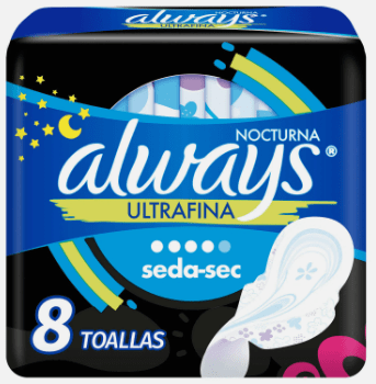 TOALLA HIGENICA NOCTURNA ALWAYS 8 UNIDADES
