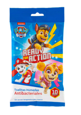 TOALLAS HUMEDAS ANTIBACTERIALES PAW PATROL 10 UNIDADES