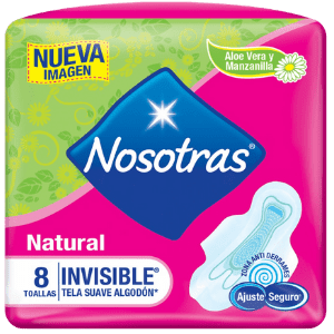 Toalla  Higiénica Nosotras Natural Ultra Invisible Tela Suave Algodón 8 Unidades