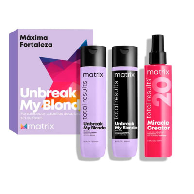 PACK MATRIX UNBREAK MY BLONDE  SHAMPOO+ACONDICIONADOR+SPRAY1