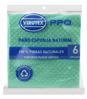 PAÑO ESPONJA COLOR VERDE X6 UNIDADES VIRUTEX PRO