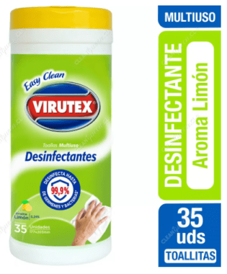 TOALLAS DESINFECTANTES MULTIUSO VIRUTEX 35 UNIDADES TARRO