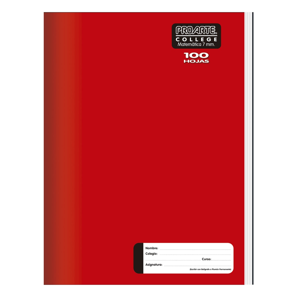 Cuaderno College Proarte 100 hojas 7mm Liso3
