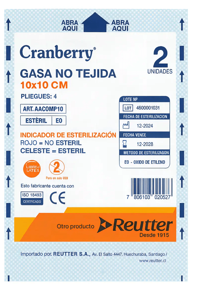 GASA NO TEJIDA 10X10 50 SOBRES DE 2 UNIDADES C/U CRANBERRY2