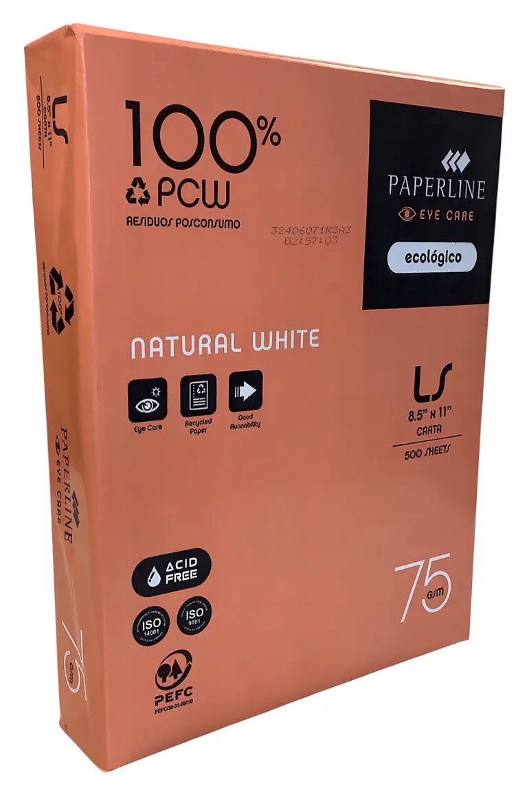 RESMA EYE CARE PAPERLINE ECOLÓGICO CARTA 8.5X11 500HOJAS 75GR 0
