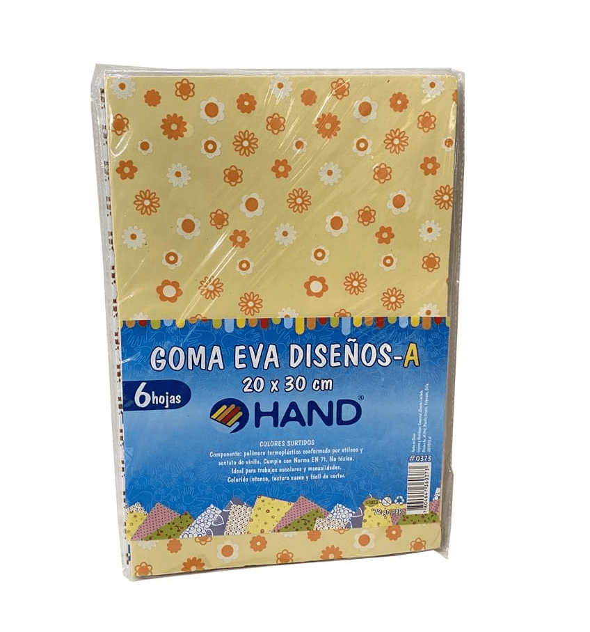 SET GOMA EVA  DISEÑOS A  HAND 20X30CM 6 COLORES2