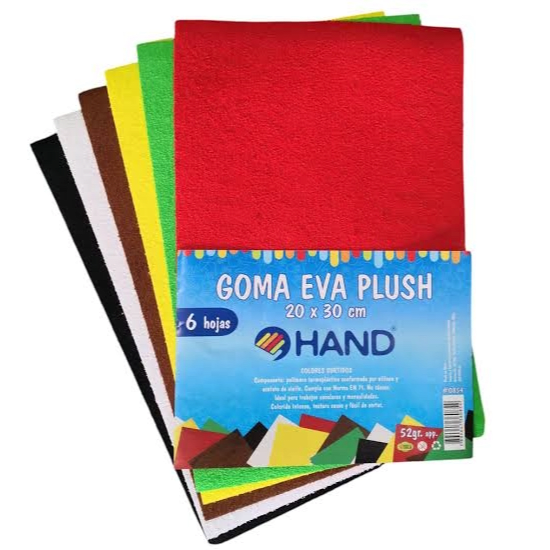 SET GOMA EVA PLUSH HAND 20X30CM 6 COLORES 0
