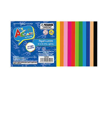 PAPEL LUSTRE ART AND CRAFT 16X16 24HOJAS 12 COLORES SURTIDOS2
