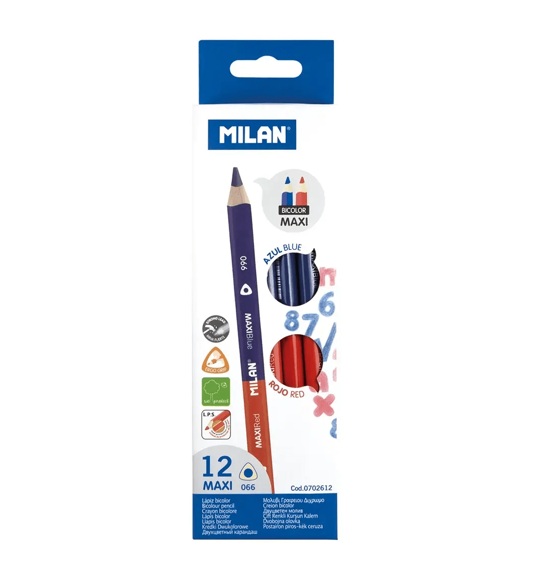 LAPICES BICOLOR MILAN AZUL -ROJO MAXI  12U TRIANGULAR 0