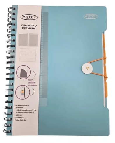 CUAD UNI ARTEL TOP TRIPLE +SEPARADORES + REGLA+BANDERITAS AUTOADHESIVAS MATEMÁTICA 7MM 120 HOJAS5