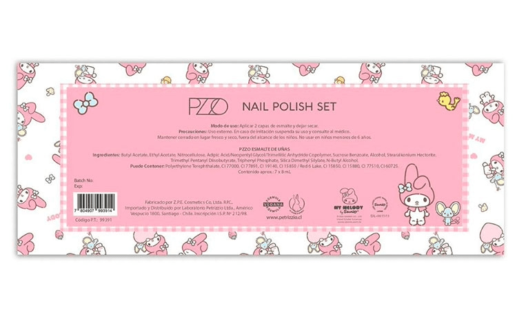 SET ESMALTE PETRIZZIO MY MELODY 7 ESMALTES X 8ML C/U2