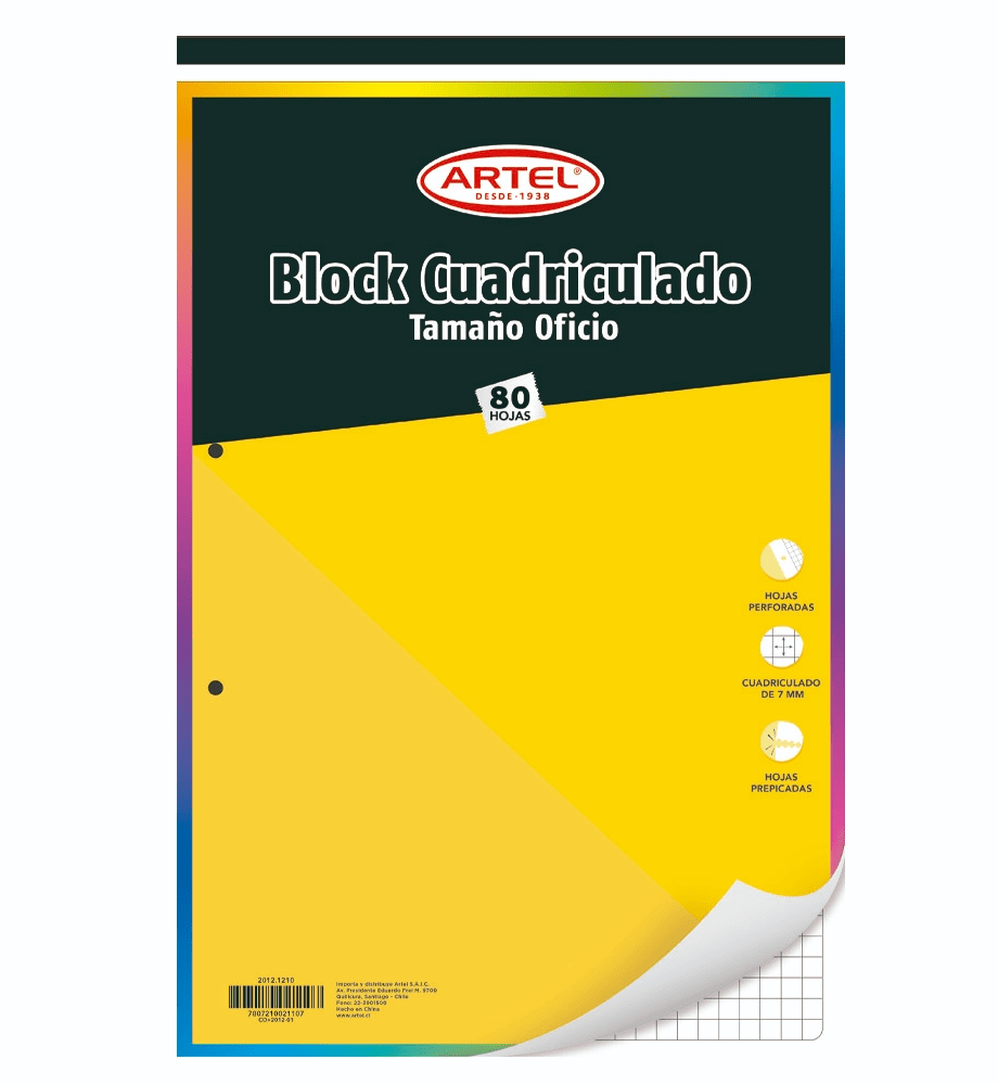 BLOCK CUADRICULADO ARTEL OFICIO  80H 7MM 0