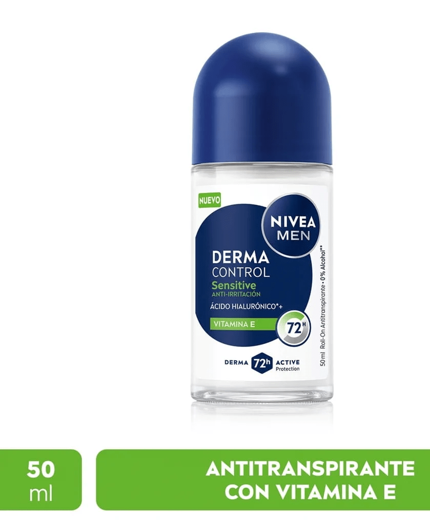 DEO ROLL-ON NIVEA MEN DERMA CONTROL SENSITIVE  ÁCIDO HIALURÓNICO+ VITAMINA E 72H 0% ALCOHOL 50ML 0