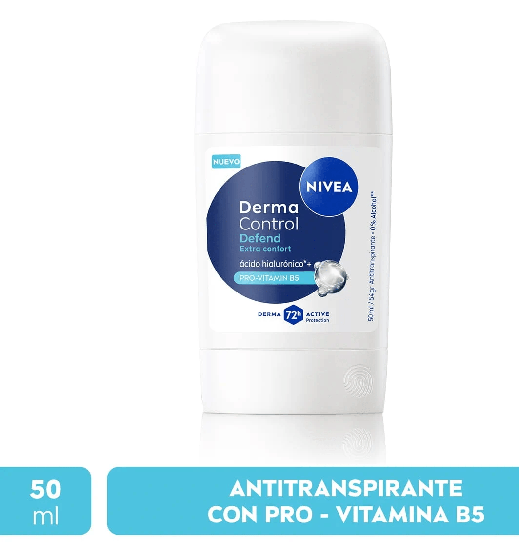 DEO BARRA NIVEA DERMA CONTROL DEFEND EXTRA CONFORT ÁCIDO HIALURÓNICO+PRO VITAMINA B5 72H 0% ALCOHOL 0