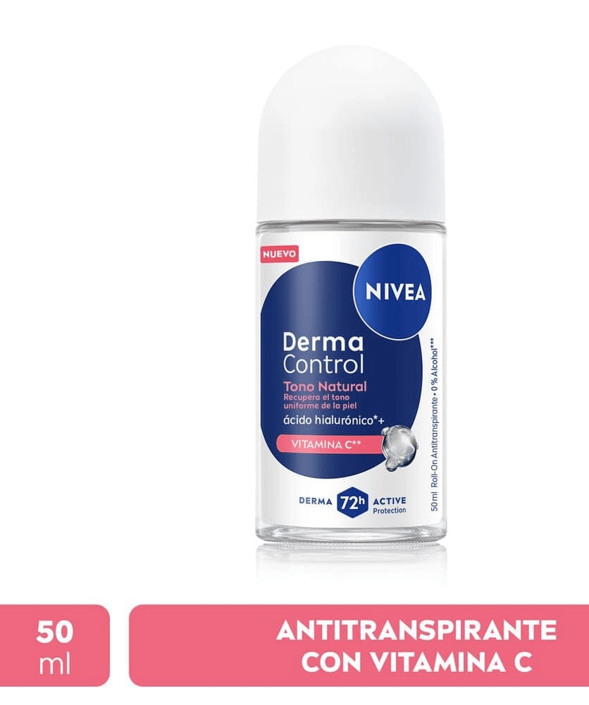 DEO ROLL-ON NIVEA DERMA CONTROL TONO NATURAL ÁCIDO HIALURÓNICO 72H 0% ALCOHOL 50ML 0