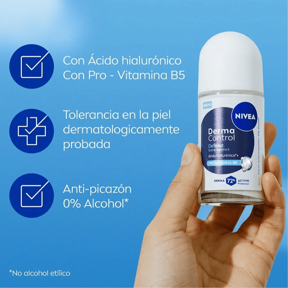 DEO ROLL-ON NIVEA DERMA CONTROL DEFEND EXTRA CONFORT 72H 0% ALCOHOL 50ML2
