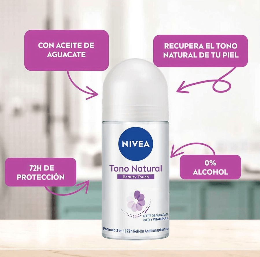 DEO ROLL-ON NIVEA TONO NATURAL BEAUTY TOUCH 72H 50ML2