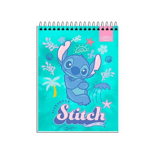CROQUERA ARTEL 16X21CM STITCH BEACH 80HOJAS4