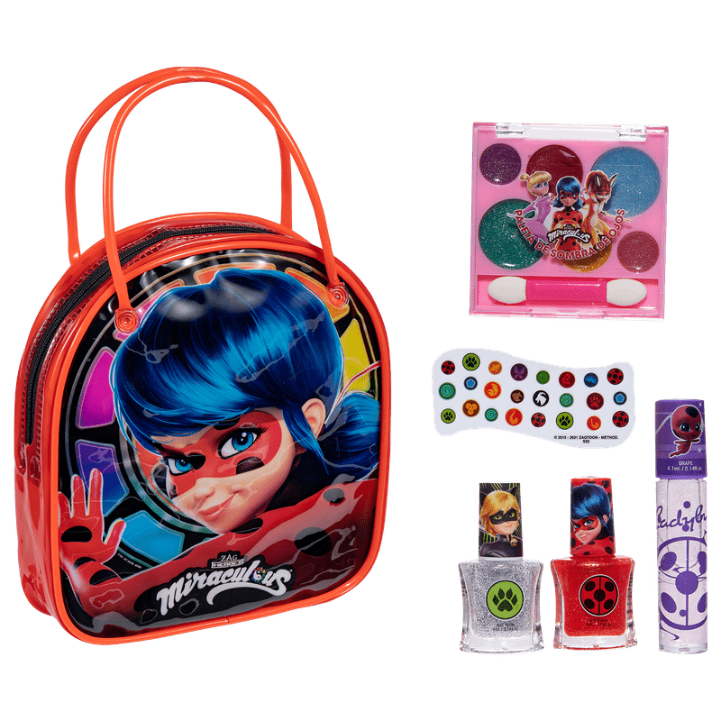 CARTERA MIRACULUS ESMALTE DE UÑA+BRILLO LABIAL+PALETA DE SOMBRA+STICKERS 1