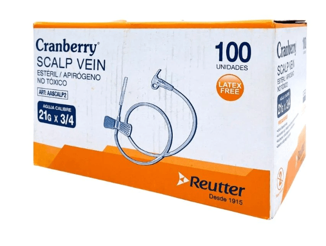 SCALP VEIN 21G X 3/4 CRANBERRY 100 UNIDADES 0
