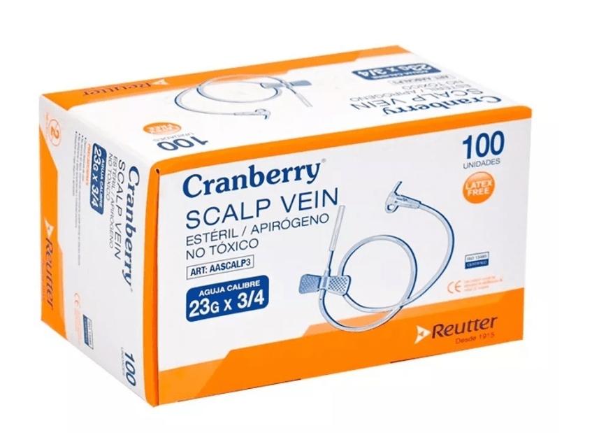 SCALP VEIN 23G X 3/4 CRANBERRY 100 UNIDADES 0
