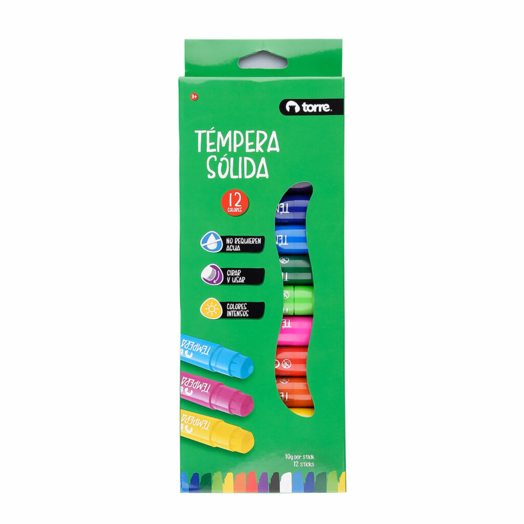 TEMPERA SOLIDA TORRE 12 COLORES 0