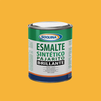 PINTURA ESMALTE SINTETICO PAJARITO COLOR AMARILLO REY 1/4 GL MARCA SOQUINA1