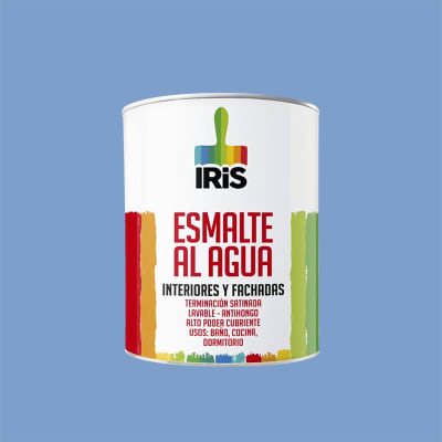 PINTURA ESMALTE AL AGUA COLOR AZUL PAQUETE VELA 1/4 GL MARCA IRIS1