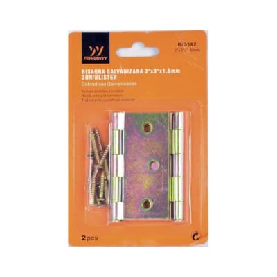 BISAGRA GALV CUADRADA 3*3X1.6MM 2UN/BLISTER FWYY1
