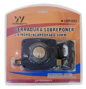 CERRADURA SOBREPONER CILINDRO INCORPORADO 30MM FWYY1