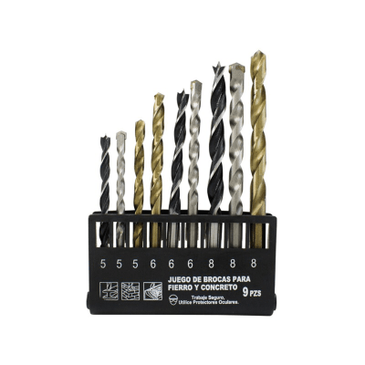 JUEGO BROCAS 9P P/FIERRO Y CONCRETO ASAKI1