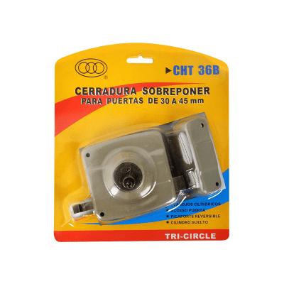 CERRADURA SOBREPONER PARA PUERTAS DE 30 A 45 MM GRIS NO.36 BLISTER2