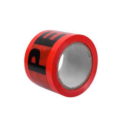 CINTA DE ADVERTENCIA ROJA CON PALABRA 150MMX300MX38MIC MARCA MAKAWA MK-31011