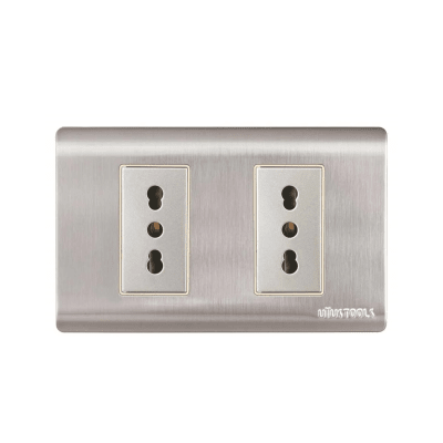 TOMACORRIENTE EMPO. DOBLE 16A ACERO-INOX CURVA UYUSTOOLS1