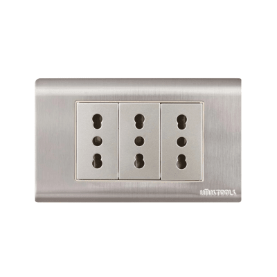 TOMACORRIENTE EMPO. TRIPLE 16A ACERO-INOX CURVA UYUSTOOLS1