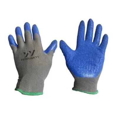 GUANTE TELA+GOMA 0016 (GRIS+AZUL) 8PUL FWYY-YT GD0016-8-GR1