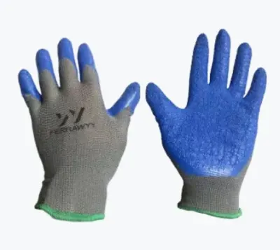 GUANTE TELA+GOMA 0016 (GRIS+AZUL) 9'' GD0016-9-GR1