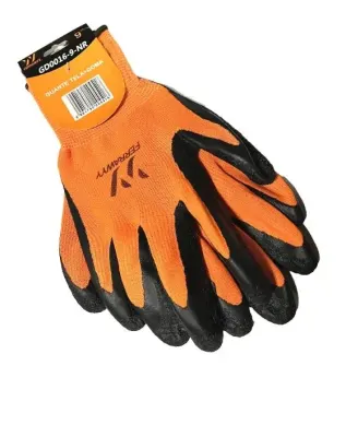 GUANTE TELA+GOMA 0016 (NARANJO+NEGRO) 9'' GD0016-9-NR1