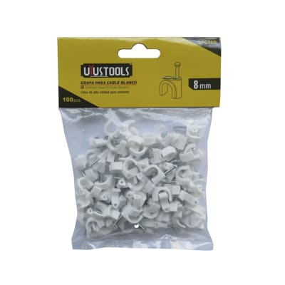GRAPA PARA CABLE BLANCO 8MM 100PCS1